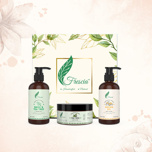 Customised Gift Box (3 items -Basil Tea Tree Shower Gel, Tea Tree Body Scrub, Argan Oil Body Lotion) Personal Care FRESCIA 