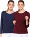 Ap'pulse Solid Women Round Neck Dark Blue, Brown T-Shirt (Pack of 2) T SHIRT sandeep anand 