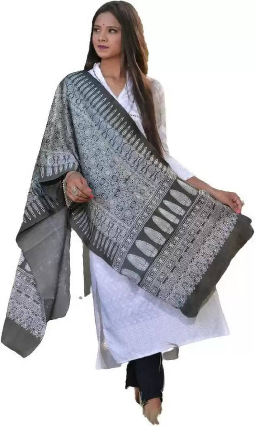 TAVAN Pure Silk Printed Women Dupatta( Grey) Prijam Store 