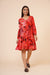 Women's Indian tie n dye Kurti with balloon sleeves in Red Clothing Ruchi Fashion XS 