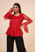 Women's Net Party Long Ruffle Sleeves Topin Red Clothing Ruchi Fashion XS 
