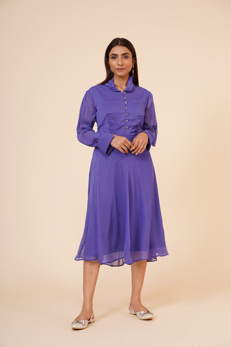 Women's Mauve Chiiffon Casual Midi Dress Clothing Ruchi Fashion S 