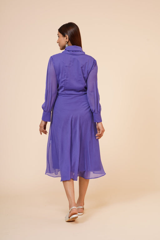 Women's Mauve Chiiffon Casual Midi Dress Clothing Ruchi Fashion M 