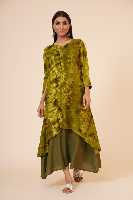 Women's Indian tie n dye Kurti with wooden Button Placket and Cuff Clothing Ruchi Fashion XS 