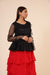 Women's Net Party Long Ruffle Sleeves Top in Black Clothing Ruchi Fashion S 