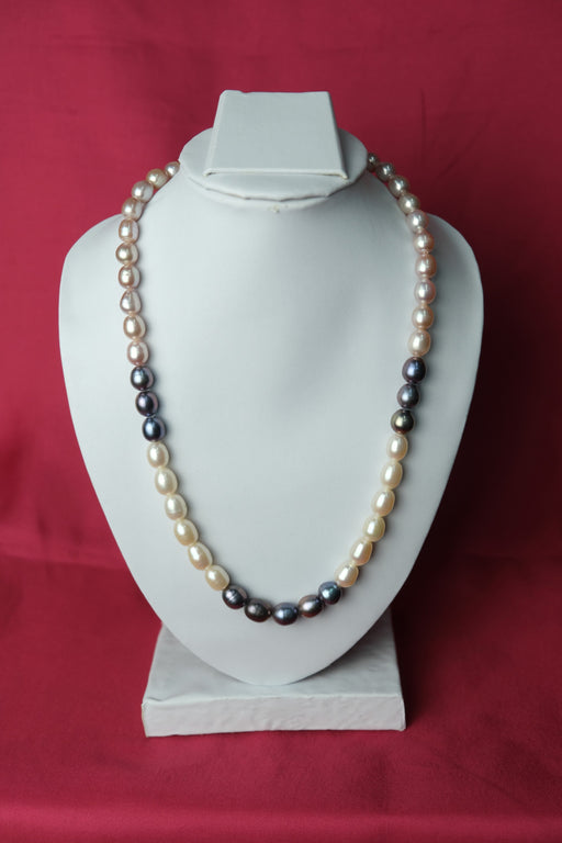 Multi Colour Ovel Shaped Single line Fresh Water Cultured Pearls Necklace For Women Pearls Chain LivySeller 