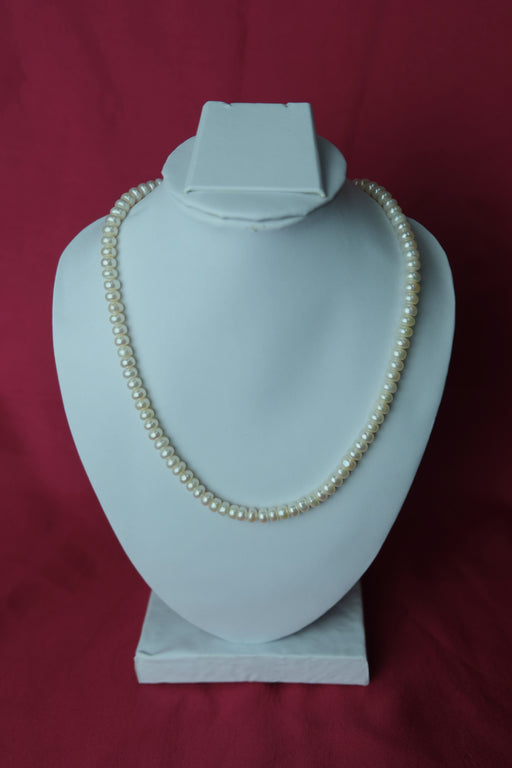 Cream color single line medium size Fresh Water Cultured Pearl Necklace half round. LivySeller 