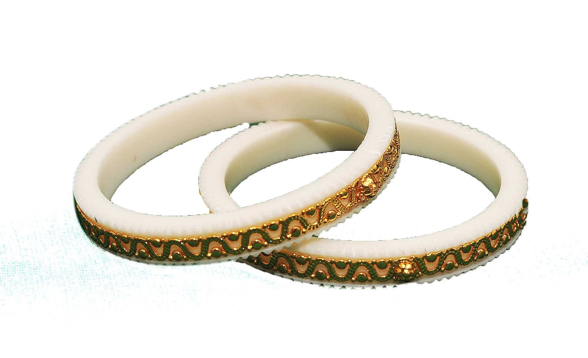 Gold Plated Acrylic Shakha Pola Bangle Set Pack of 2 Bangle Set Bovzen 