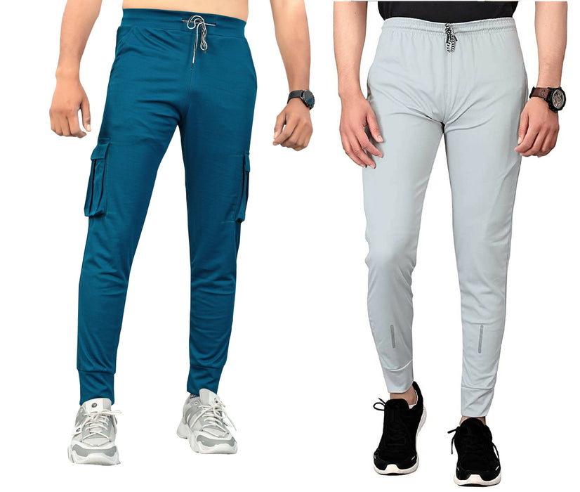 Pack of 2 Men Solid, Pocket Blue, Light Grey Track Pants Track Pant Star Enterprise 