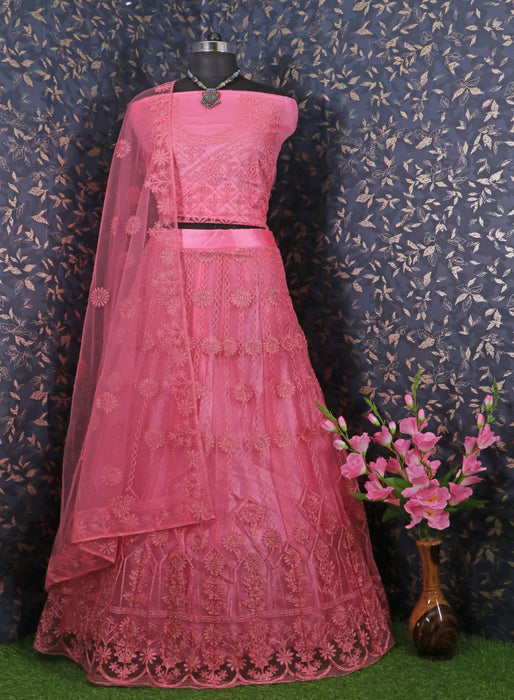 Ghoomar Semi Stitched Lehenga Choli and Duppatta Pink women ethnic wear Fab Zone 