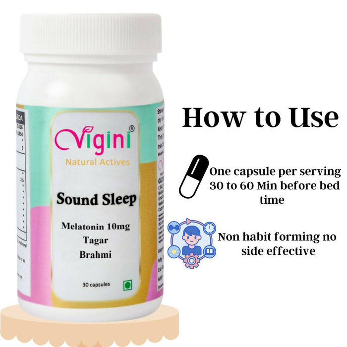 Vigini Sound Sleep Melatonin 10mg Non-Habit Forming Restful Deep Sleeping Caps Qty 30 Health & Wellness Global Medicare Inc 