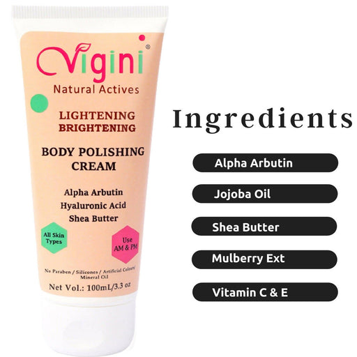 Vigini Skin Whitening Lightening Brightening Moisturizing Fairness Glowing Body Polishing Cream & Under Eye Dark Circles Wrinkles Remover Cream Body Care Global Medicare Inc 
