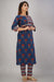 SVARCHI Women's Cotton Cambric Embroidered Straight Kurta & Pant Set (Blue & Red) Women Kurtis VEDIKAS 