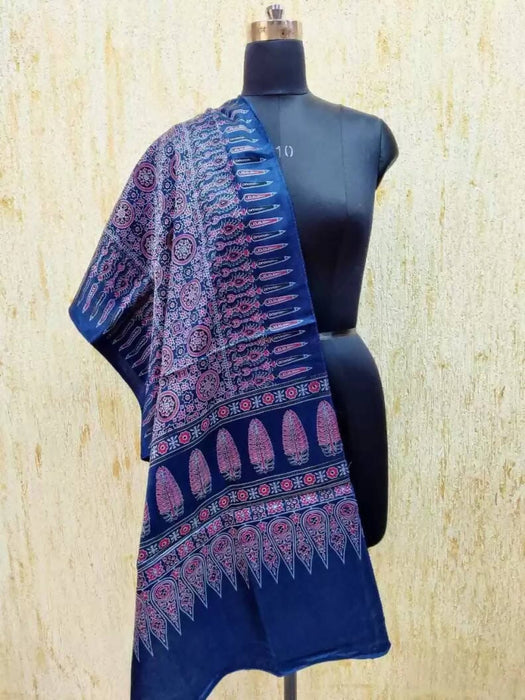 TAVAN Pure Silk Printed Women Dupatta(Blue) Prijam Store 