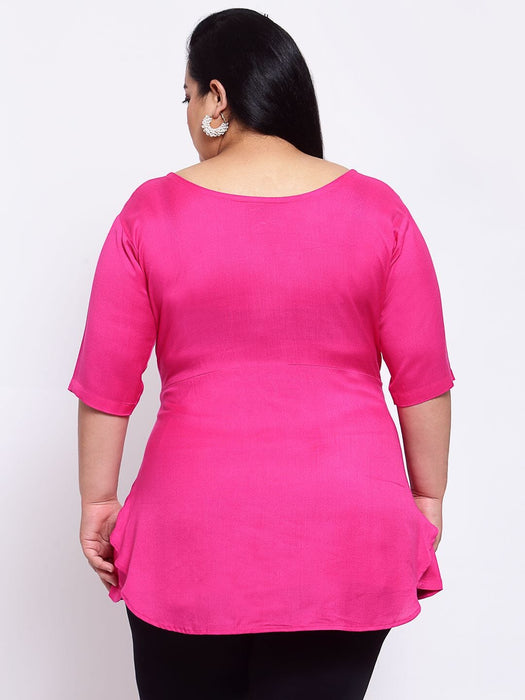 FAZZN Plus Size Rayon Pink Colour Tops Dresses Fazzn 