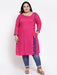 FAZZN Plus Size Rayon Pink Colour Straight Kurti Dresses Fazzn 