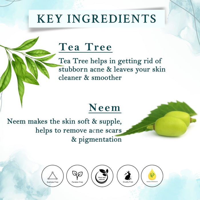 Tea Tree Neem Anti Acne Face wash body care FRESCIA