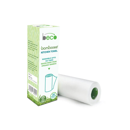 Beco Eco-Friendly Reusable Kitchen Towel Roll - 20 Sheets Natural & Organic Cleaning Bamboo Cloth No Trees Cut Kitchen Towel Ecosattva 