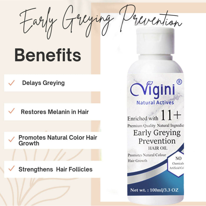 Vigini Natural Early Anti-Grey Prevention Hair Oil for Men Women 100 ml health & wellness Global Medicare Inc 