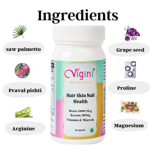 Vigini Biotin 10000mcg Keratin Hair Regrowth Growth Thinning Vitalizer Damage Repair Nails Caps health & Wellness Global Medicare Inc 