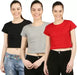 Ap'pulse Casual Half Sleeve Solid Women Multicolor Top(Black, Grey, Red) T SHIRT sandeep anand 