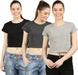 Ap'pulse Casual Half Sleeve Solid Women Multicolor Top(Black, Grey, Dark Grey) T SHIRT sandeep anand 