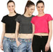Ap'pulse Casual Half Sleeve Solid Women Multicolor Top(Black, Pink, Dark Grey) T SHIRT sandeep anand 