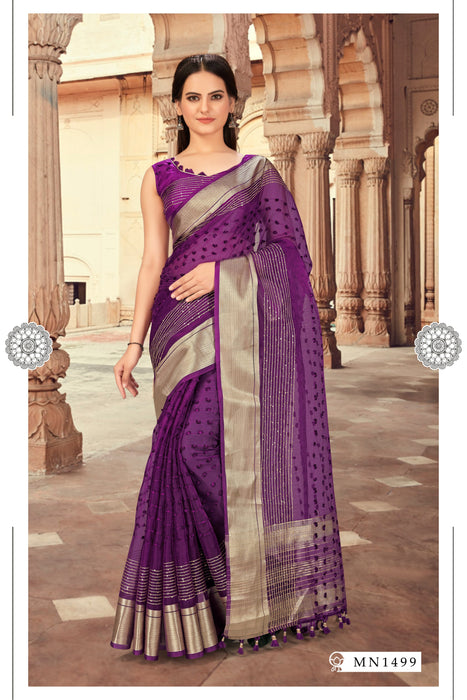 3 Stage Purple silk Saree And Purple Blouse Sarees hitesh 