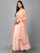 Peach Cotton Lace Crop top, Moss crepe Flare Skirt and Embroidered Net Dupatta Clothing Ruchi Fashion 