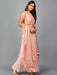 Peach Cotton Lace Crop top, Moss crepe Flare Skirt and Embroidered Net Dupatta Clothing Ruchi Fashion 