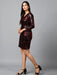 Miracolos Red and Black Sequins Embellished Party V-neck Short Dress Clothing Ruchi Fashion 