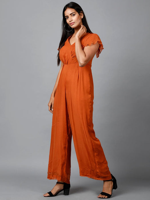 Women's Drape Party/ Casual Jumpsuit in Brown Clothing Ruchi Fashion M 