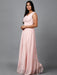 Women's Sleeveless V- Neck Draped Light Pink Chiffon Evening Maxi Gown Clothing Ruchi Fashion M 