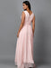 Women's Sleeveless V- Neck Draped Light Pink Chiffon Evening Maxi Gown Clothing Ruchi Fashion L 