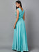Women's Pleats Drape Georgette Party/ Evening Gown in Blue Clothing Ruchi Fashion L 