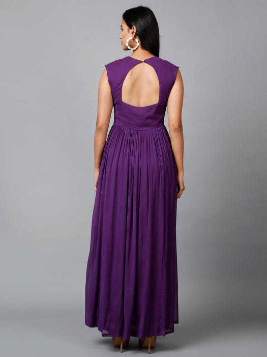 Women's Drape Chiffon Party/ Evening/ Gown in Purple Clothing Ruchi Fashion XL 