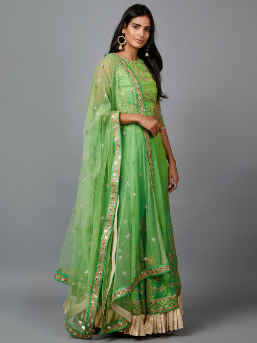 Parrot Green Gota Patti Lehenga, Choli and Dupatta set Clothing Ruchi Fashion S 