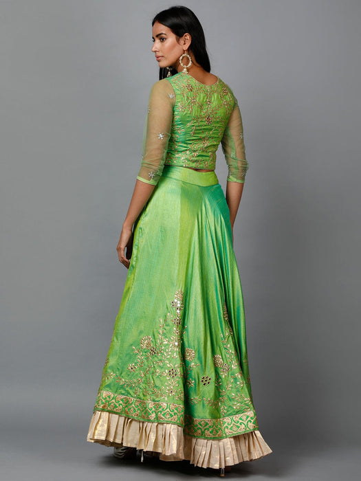 Parrot Green Gota Patti Lehenga, Choli and Dupatta set Clothing Ruchi Fashion L 