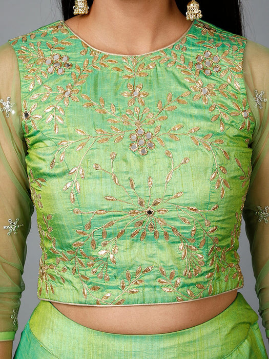 Parrot Green Gota Patti Lehenga, Choli and Dupatta set Clothing Ruchi Fashion XXL 