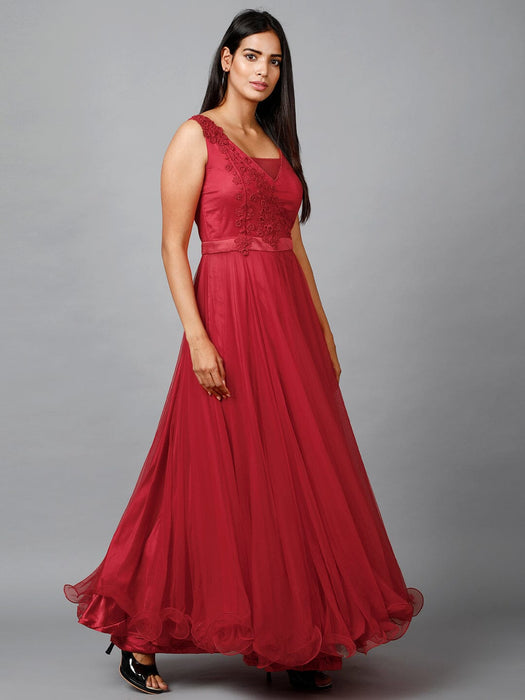 Red Net Bridesmaid Gown Clothing Ruchi Fashion M 