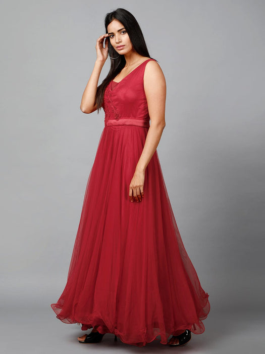 Red Net Bridesmaid Gown Clothing Ruchi Fashion L 