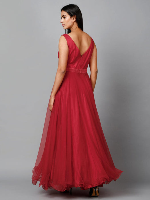 Red Net Bridesmaid Gown Clothing Ruchi Fashion XL 