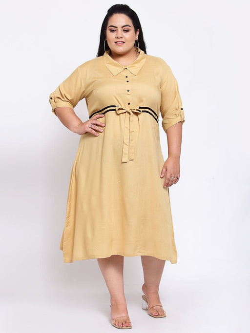 FAZZN Plus Size Beige Colour Half Sleeves Dress Dresses Haul Chic 