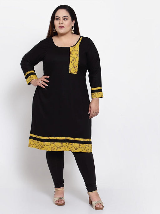 FAZZN Plus Size Rayon Black Colour A-Line Kurti Dresses Fazzn 
