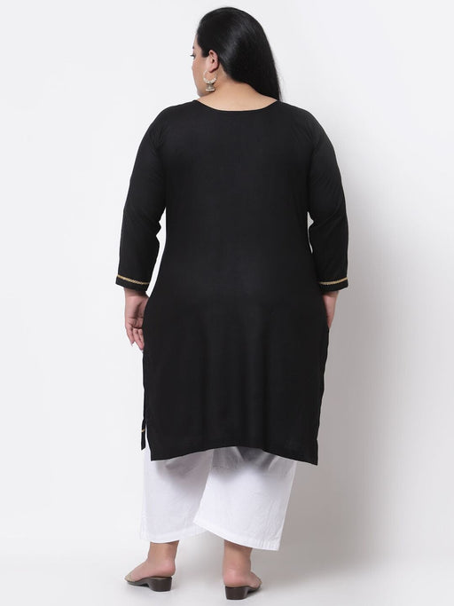 FAZZN Plus Size Rayon Black Colour Straight Kurti Dresses Fazzn 