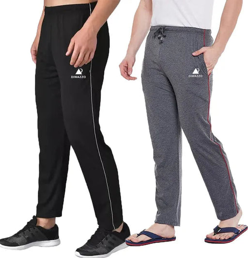 Diwazzo Solid Men Grey, Black Track Pants(pack of 2) Apparel & Accessories Diwazzo 