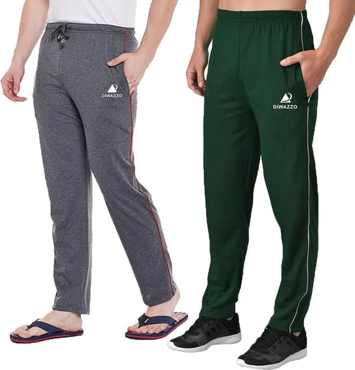 Diwazzo Solid Men Grey, Dark Green Track Pants(pack of 2) Apparel & Accessories Diwazzo 
