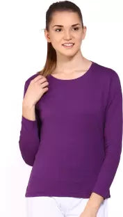 Ap'pulse Solid Women Round Neck Purple T-Shirt T SHIRT sandeep anand 