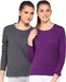 Ap'pulse Solid Women Round Neck Purple, Grey T-Shirt (Pack of 2) T SHIRT sandeep anand 