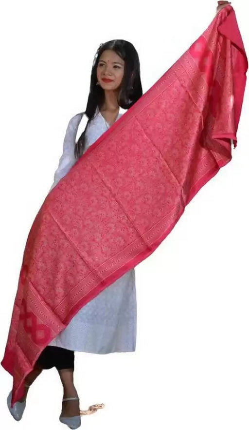 TAVAN Pure Silk Printed Women Dupatta(Pink) Prijam Store 